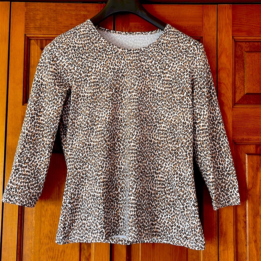 J.McLaughlin Catalina Cloth 3/4 Sleeve Animal Print Top Medium